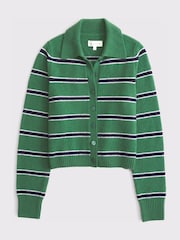 Abercrombie & Fitch Green Stripe Collared Cardigan - Image 1 of 1