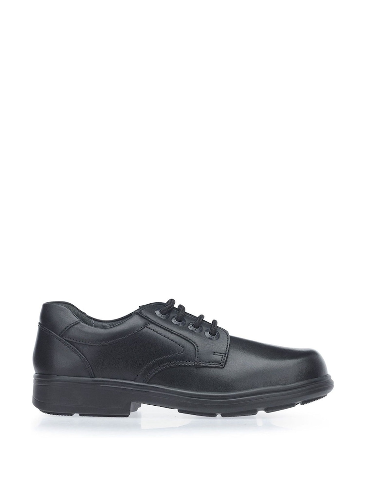 Start Rite Isaac Black Vegan Lace Up School Shoes F Fit - Image 1 of 6