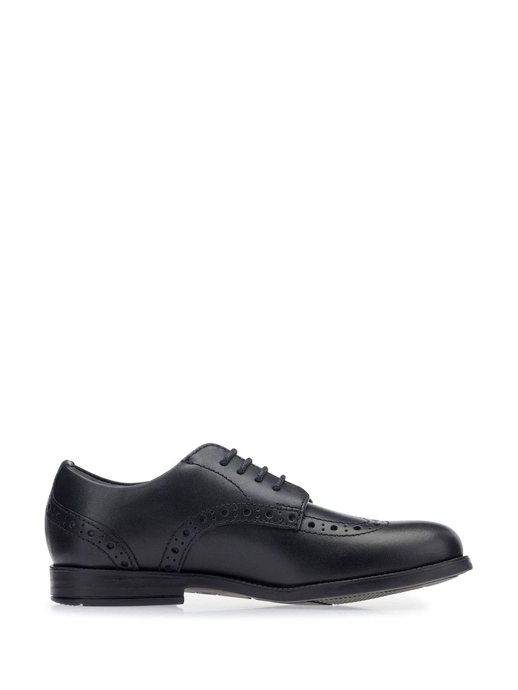 Start-Rite Brogue Snr Black Vegan Smart School Shoes F Fit - Image 1 of 5