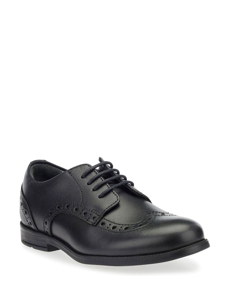 Start-Rite Black Brogue Vegan Lace-Up Girls School Shoes - Image 2 of 5