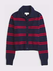 Abercrombie & Fitch Navy Stripe Collared Cardigan - Image 4 of 4