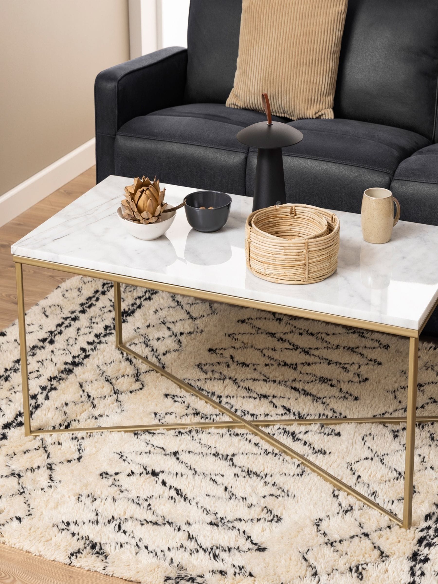 Indoor Furniture Group Alisma Coffee Table White Marble Effect Top White - Image 6