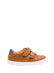 Start-Rite Explore Tan Brown Leather Comfy Rip-Tape Trainers F Fit - Image 1 of 6