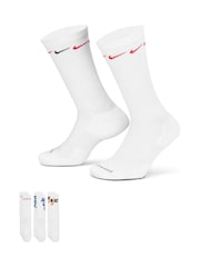 Nike White Everyday Plus Cushioned Crew Socks 3 Pack - Image 1 of 4
