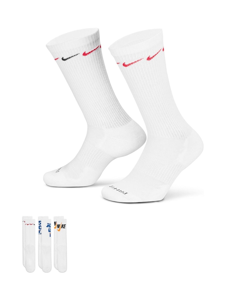 Nike White Everyday Plus Cushioned Crew Socks 3 Pack - Image 1 of 4