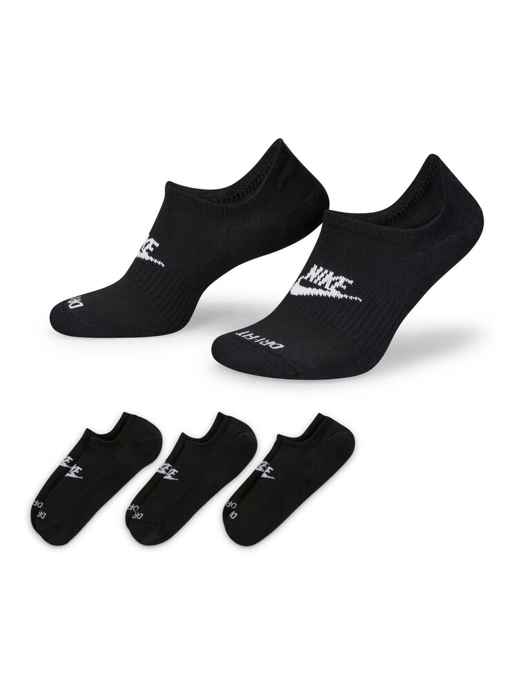 Nike Black Everyday Plus Cushioned Footie Socks 3 Pack - Image 1 of 4