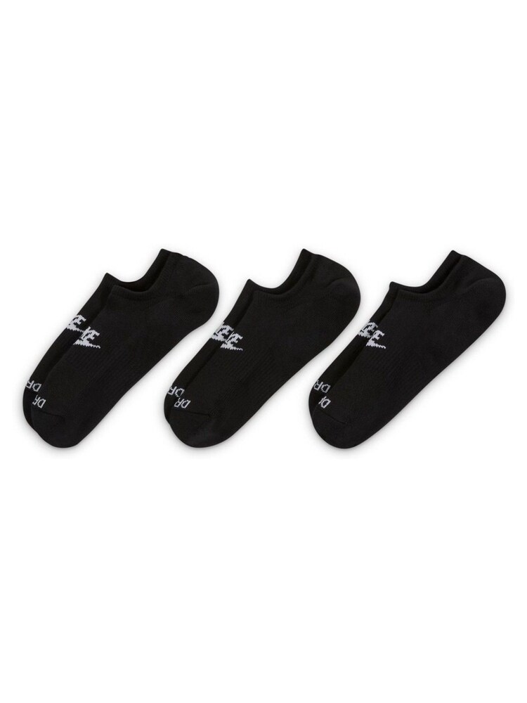 Nike Black Everyday Plus Cushioned Footie Socks 3 Pack - Image 2 of 4