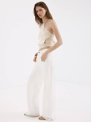 Mango Cream Crochet Halterneck Top - Image 2 of 7