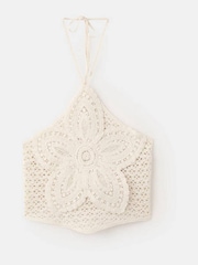 Mango Cream Crochet Halterneck Top - Image 5 of 7
