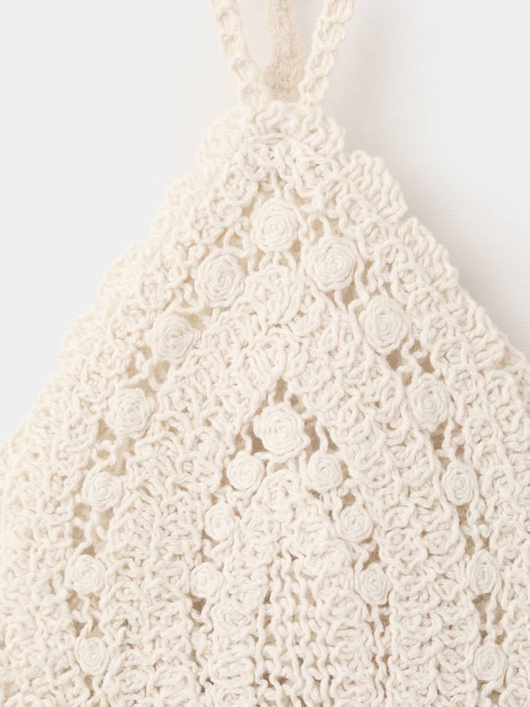 Mango Cream Crochet Halterneck Top - Image 7 of 7