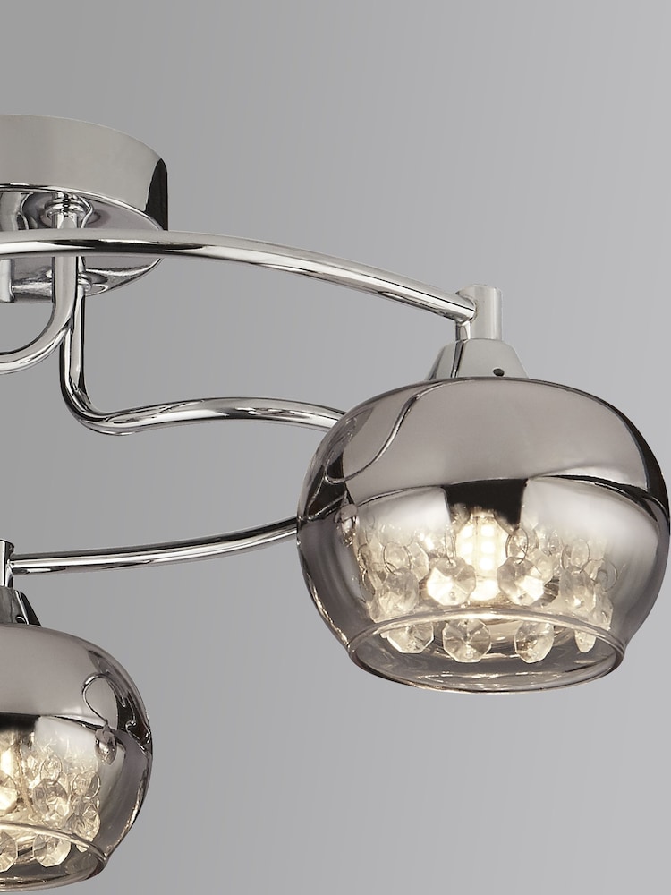 Searchlight Rose/Chrome Freya 3 Light Flush Ceiling Light - Image 2 of 4