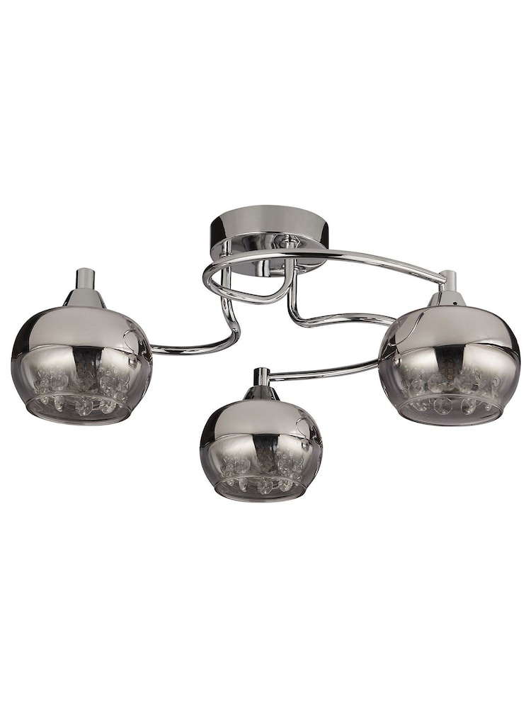 Searchlight Rose/Chrome Freya 3 Light Flush Ceiling Light - Image 4 of 4