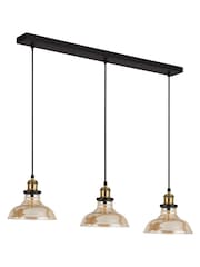 Searchlight Amber/Brass Alan 3 Light Bar Pendant - Image 4 of 4