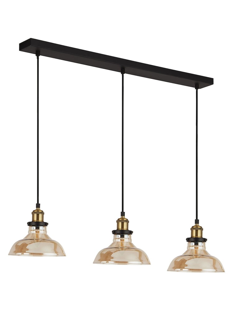 Searchlight Amber/Brass Alan 3 Light Bar Pendant - Image 4 of 4