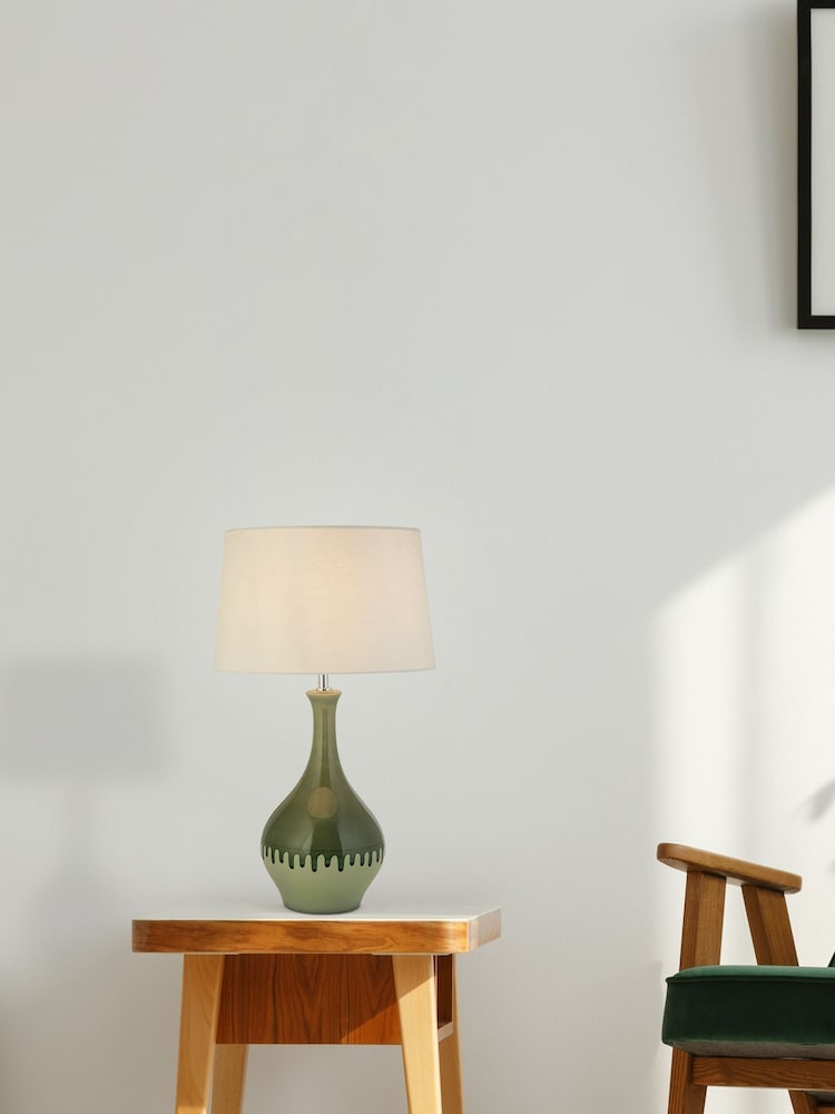 Searchlight Blue/White Marble Ceramic Table Lamp - Image 1 of 4