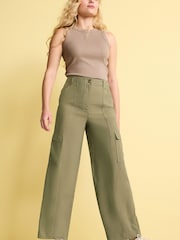 Green Tailored Utility Cargo Straight Trousers - Image 1 of 4