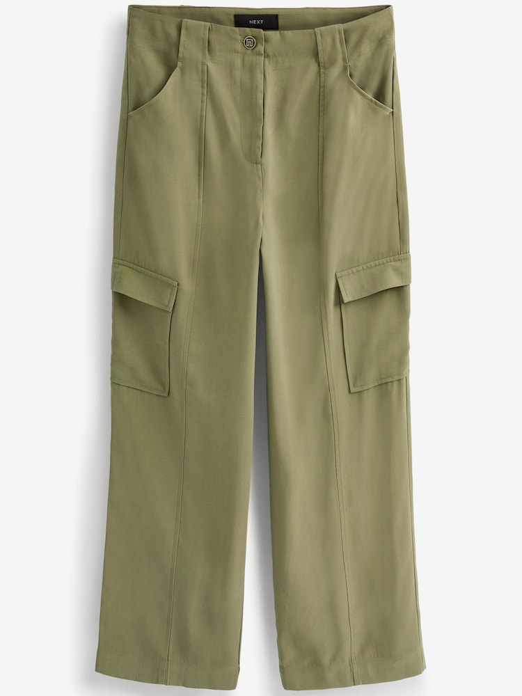 Green Tailored Utility Cargo Straight Trousers - Image 4 of 4