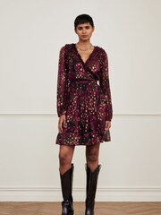 Fabienne Chapot Azure Purple & Gold Heart Print Mini Dress - Image 1 of 5