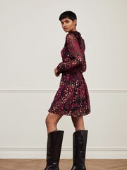 Fabienne Chapot Azure Purple & Gold Heart Print Mini Dress - Image 3 of 5