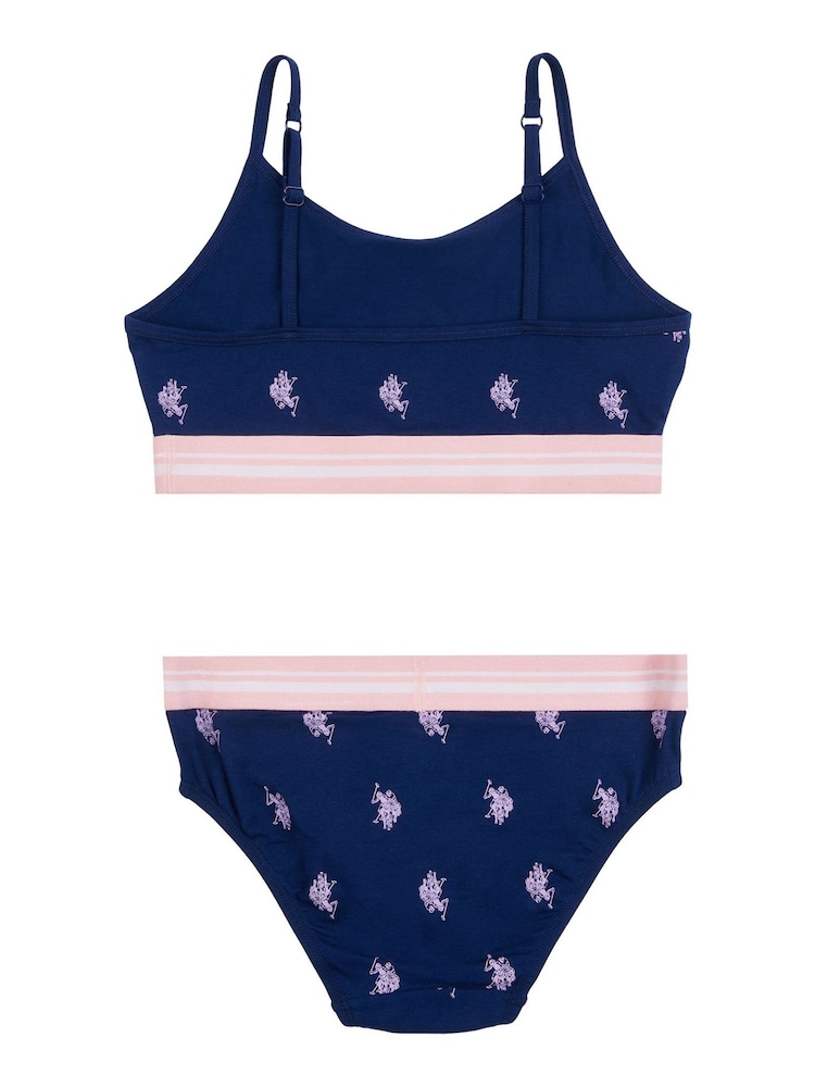 U.S. Polo Assn. Blue Bralette & Briefs Underwear Set - Image 2 of 3