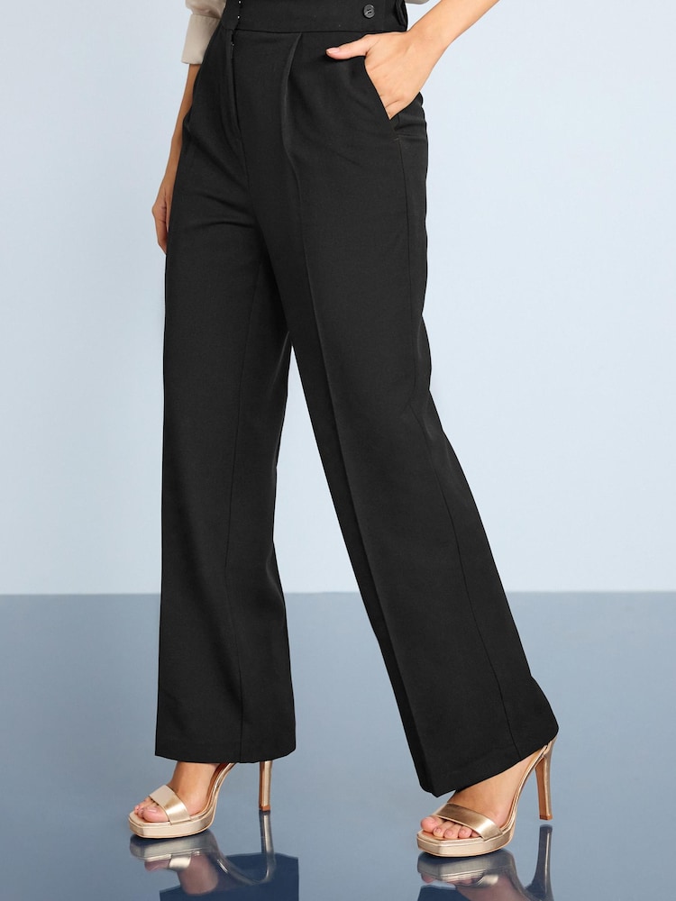 Black Tailored Hourglass Wide Leg Trousers - Image 2 of 3