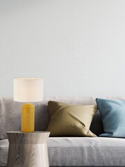 Searchlight Ochre Yellow Elodie Ceramic Table Lamp - Image 1 of 4