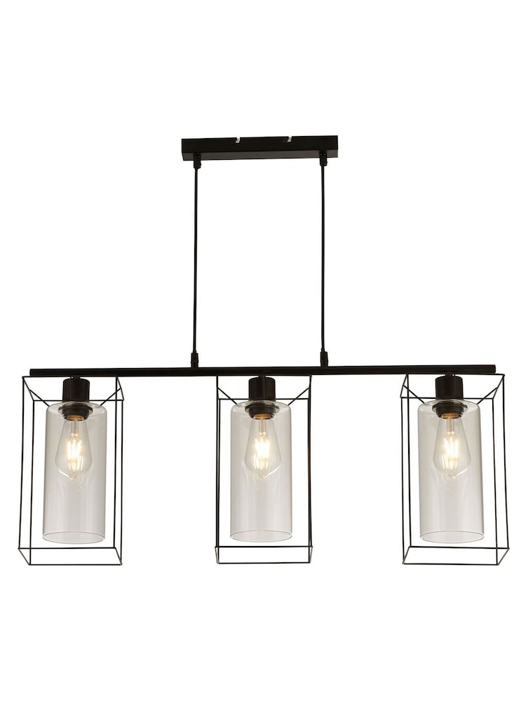 Searchlight Black Jasmine 3 Light Bar Ceiling Light Pendant - Image 1 of 3