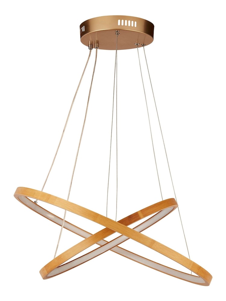 Searchlight Natural Eden 2 Ring Ceiling Light Pendant - Image 4 of 4