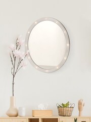 Searchlight White Marlow Wooden LED Wall Mirror - Image 1 of 3