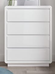 time4sleep White Marlow High Gloss Four Drawers Chest - Image 1 of 3