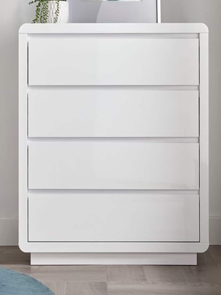 time4sleep White Marlow High Gloss Four Drawers Chest - Image 1 of 3