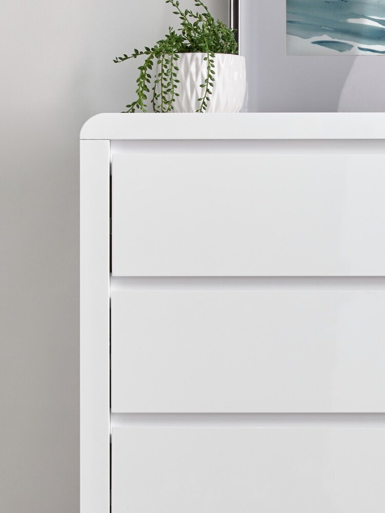 time4sleep White Marlow High Gloss Four Drawers Chest - Image 2 of 3