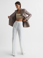 Reiss Gold Zuri Metallic Square Neck Crop Top - Image 1 of 7