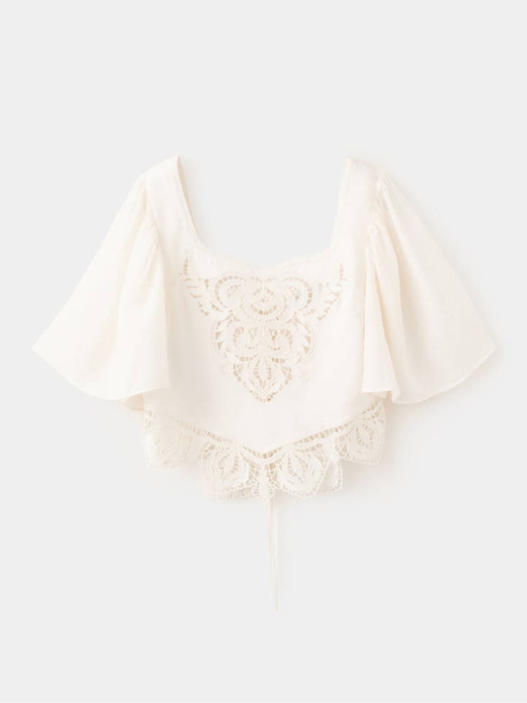 Mango White Intricate Lace Blouse - Image 1 of 3 Mango White Intricate Lace Blouse - Image 1 of 3
