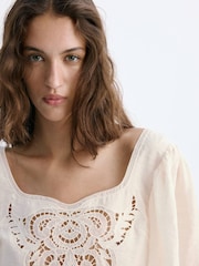 Mango White Intricate Lace Blouse - Image 4 of 7