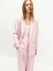 Mango Pink Linen Blend Blazer - Image 1 of 7