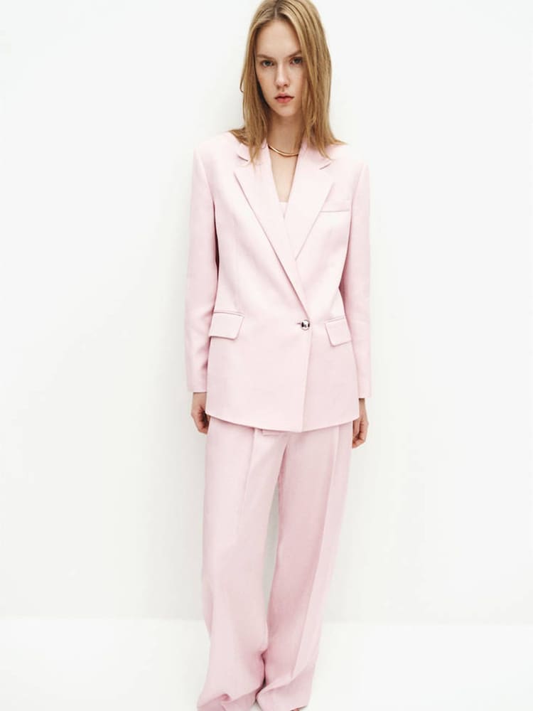 Mango Pink Linen Blend Blazer - Image 2 of 7