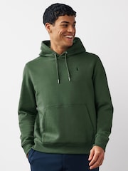 Green Khaki Regular Fit Jersey Cotton Rich Overhead Hoodie - Image 1 of 6