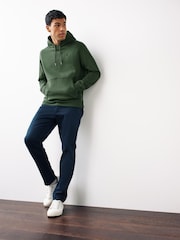 Green Khaki Regular Fit Jersey Cotton Rich Overhead Hoodie - Image 2 of 6