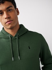 Green Khaki Regular Fit Jersey Cotton Rich Overhead Hoodie - Image 4 of 6