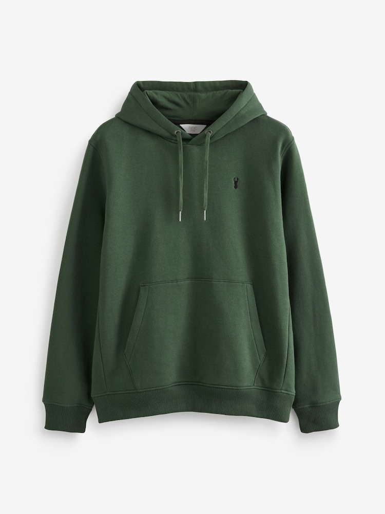Green Khaki Regular Fit Jersey Cotton Rich Overhead Hoodie - Image 6 of 6
