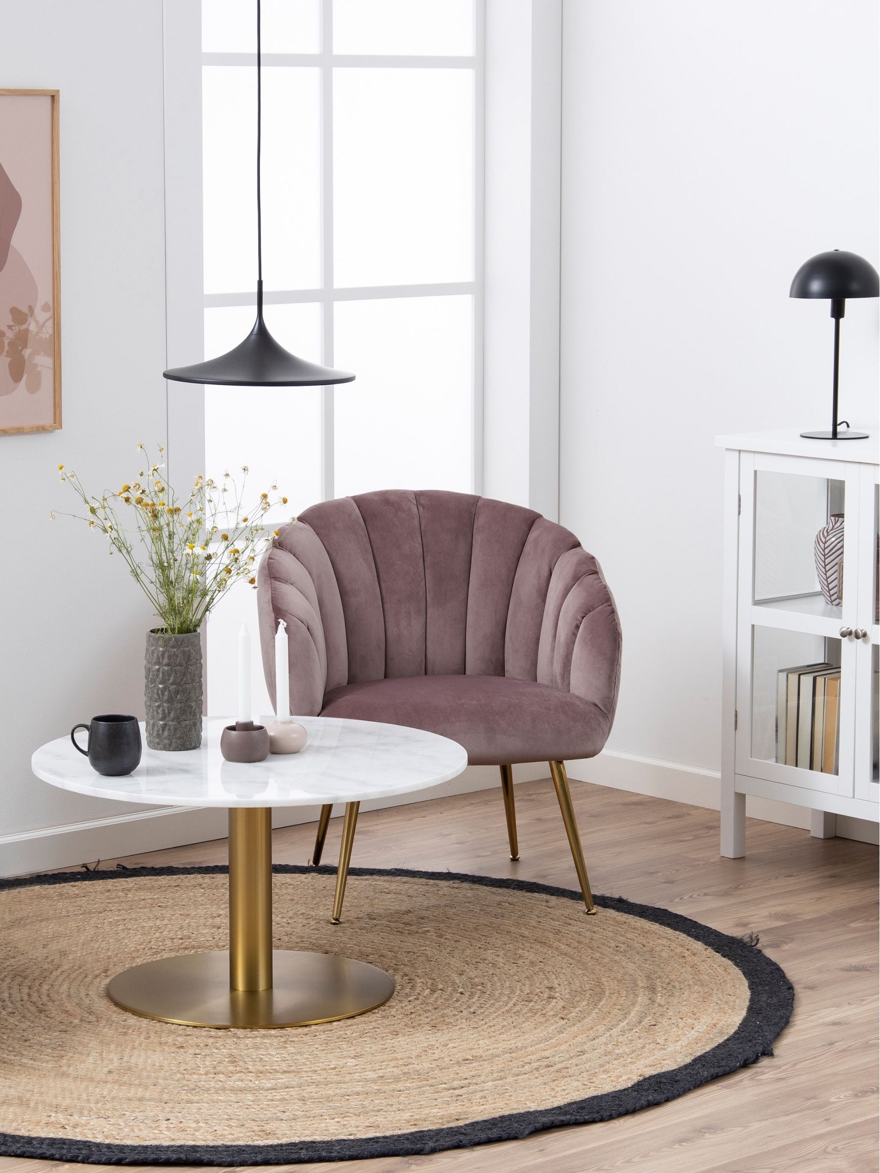 Furniture To Go Florence Corby White Marble Round Coffee Table - Gold - Image 4