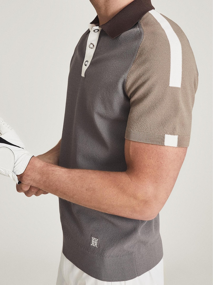 Reiss Brown Reiss Elm Performance Stretch Polo Shirt - Image 3 of 5