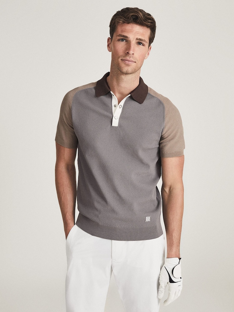 Reiss Brown Reiss Elm Performance Stretch Polo Shirt - Image 4 of 5