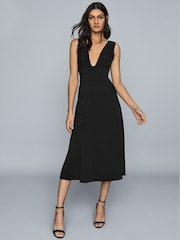 Reiss Adele Plunge Neckline Midi Dress - Image 1 of 6