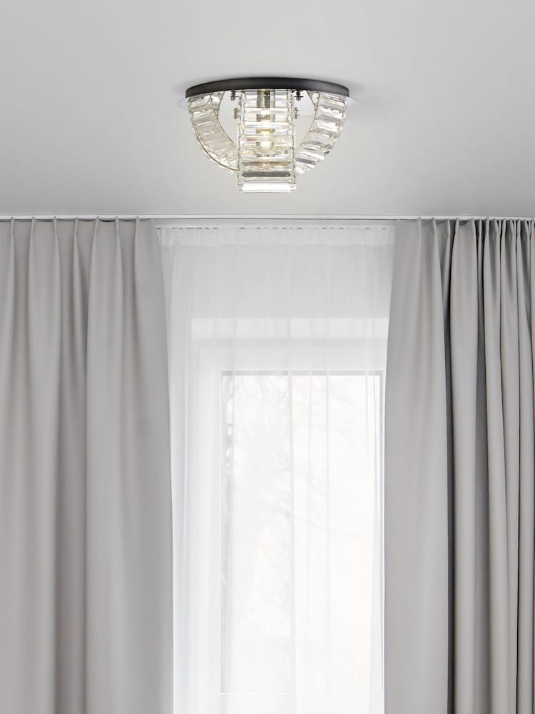 Searchlight Chrome Archer 2 Light Venetian Flush Ceiling Light - Image 1 of 4