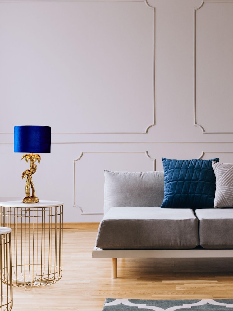 Searchlight Gold/Blue Chester Monkey Palm Tree Table Lamp - Image 1 of 4