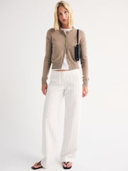 Abercrombie & Fitch White Clean Wide Leg Trousers - Image 1 of 4