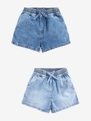 Mid Blue 100% Cotton Denim Shorts 2 Pack (3-16yrs) - Image 1 of 8