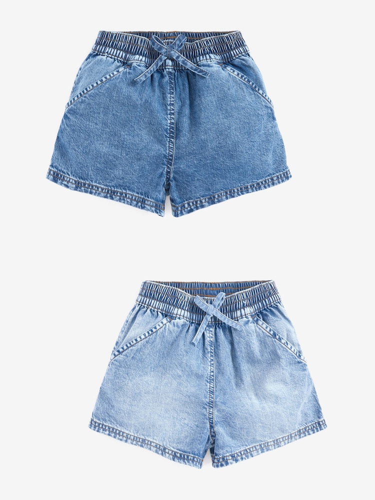 Mid Blue 100% Cotton Denim Shorts 2 Pack (3-16yrs) - Image 1 of 8